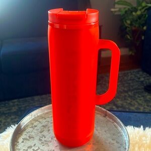🪸Starbucks🪸Summer 2025 Neon Coral Soft Touch Acrylic Handle Bottle Tumbler